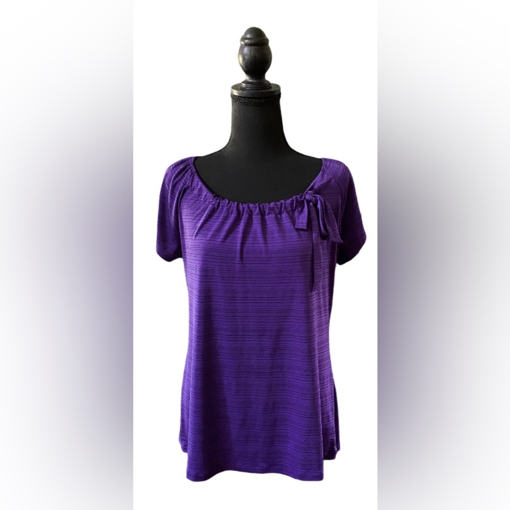Liz McCoy: Purple and Black Blouse with Tie on Collar